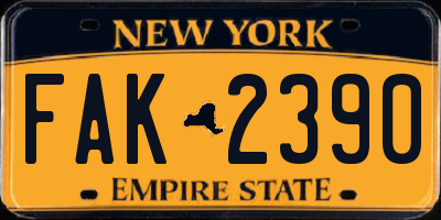 NY license plate FAK2390