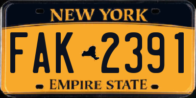 NY license plate FAK2391