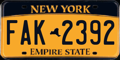 NY license plate FAK2392