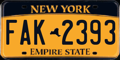 NY license plate FAK2393