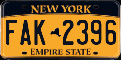 NY license plate FAK2396