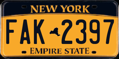 NY license plate FAK2397