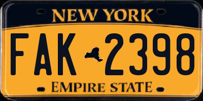 NY license plate FAK2398