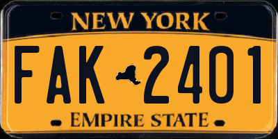 NY license plate FAK2401