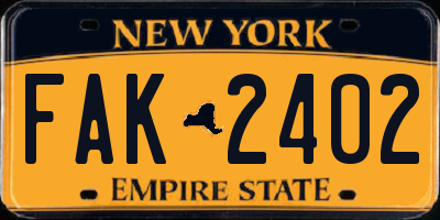 NY license plate FAK2402