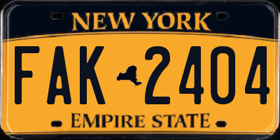 NY license plate FAK2404