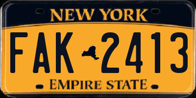 NY license plate FAK2413