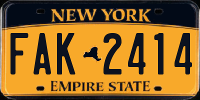 NY license plate FAK2414