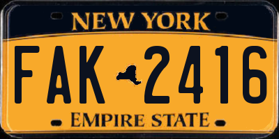 NY license plate FAK2416