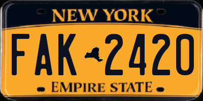 NY license plate FAK2420