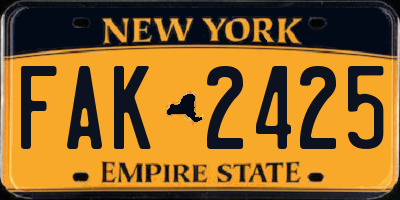 NY license plate FAK2425