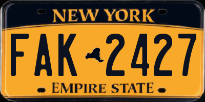 NY license plate FAK2427