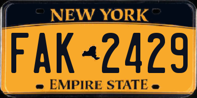 NY license plate FAK2429