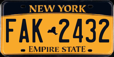 NY license plate FAK2432