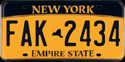 NY license plate FAK2434