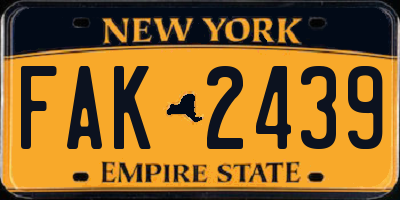 NY license plate FAK2439