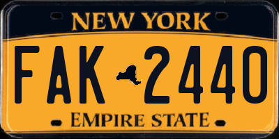 NY license plate FAK2440