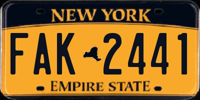 NY license plate FAK2441