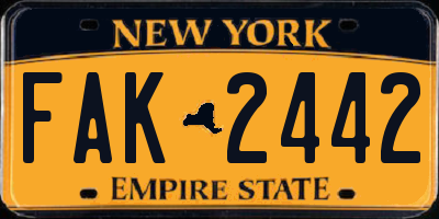 NY license plate FAK2442