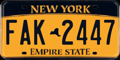 NY license plate FAK2447