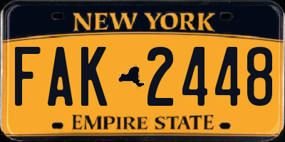 NY license plate FAK2448