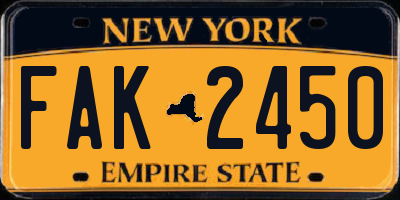 NY license plate FAK2450