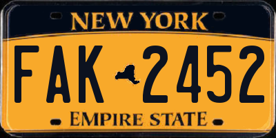 NY license plate FAK2452