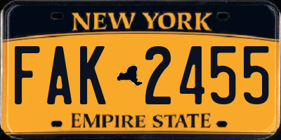 NY license plate FAK2455