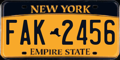 NY license plate FAK2456