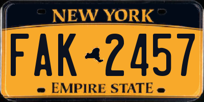 NY license plate FAK2457