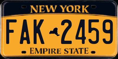 NY license plate FAK2459