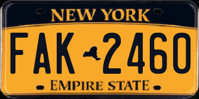 NY license plate FAK2460