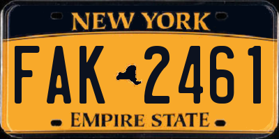 NY license plate FAK2461