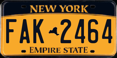 NY license plate FAK2464