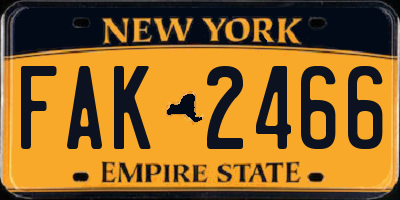 NY license plate FAK2466