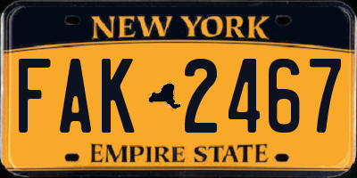 NY license plate FAK2467