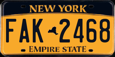 NY license plate FAK2468