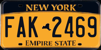 NY license plate FAK2469