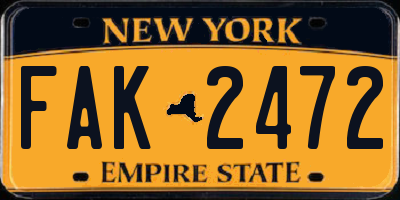 NY license plate FAK2472