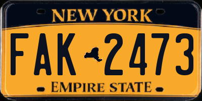 NY license plate FAK2473