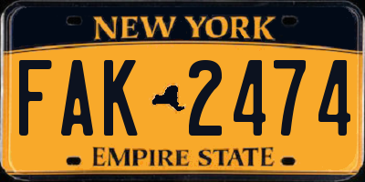 NY license plate FAK2474