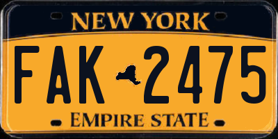 NY license plate FAK2475