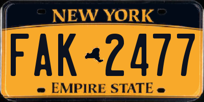 NY license plate FAK2477