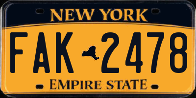 NY license plate FAK2478