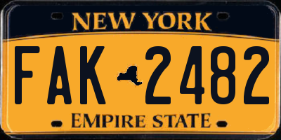 NY license plate FAK2482