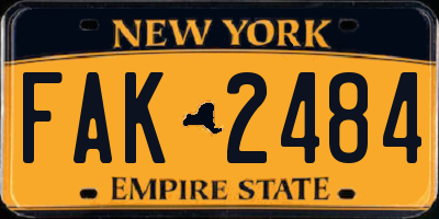 NY license plate FAK2484