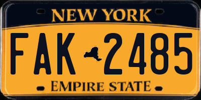 NY license plate FAK2485