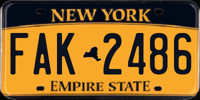 NY license plate FAK2486