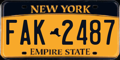 NY license plate FAK2487