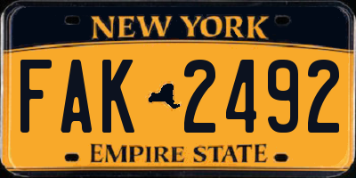 NY license plate FAK2492